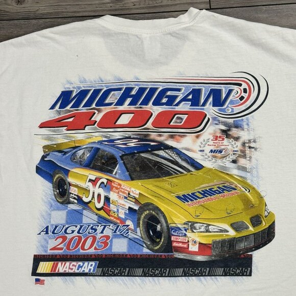 Vintage Y2K Michigan 400 Nascar Pocket T Shirt - Picture 4 of 7